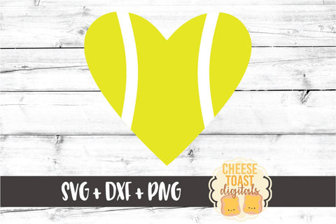 Tennis Ball Heart - Tennis SVG PNG DXF Cut Files SVG Cheese Toast Digitals 