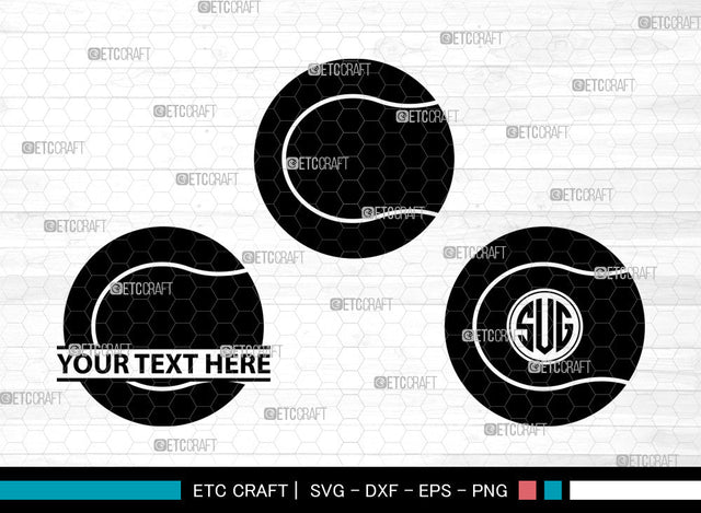 Tennis Ball Icons Monogram, Tennis Ball Svg, Sports Ball Svg, Tennis Balls, Balls, Tennis Ball Monogram, Icon Monogram, Svg Cut File, Dxf, Eps, Png, SVG ETC Craft 
