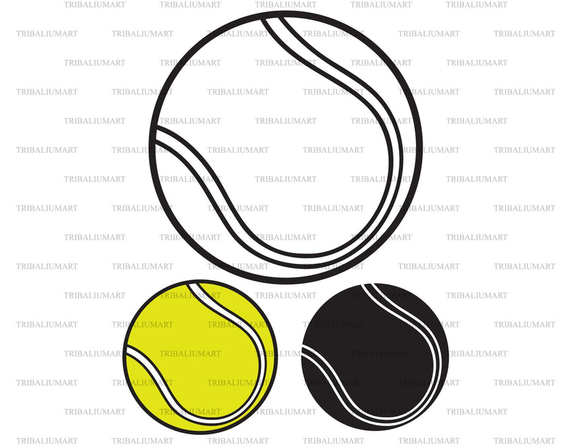 Tennis ball. Cut files for Cricut. Clip Art silhouettes (eps, svg, pdf ...