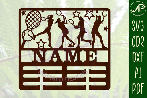 Tennis female medal holder Name svg laser cut template SVG APInspireddesigns 