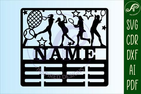 Tennis female medal holder Name svg laser cut template SVG APInspireddesigns 