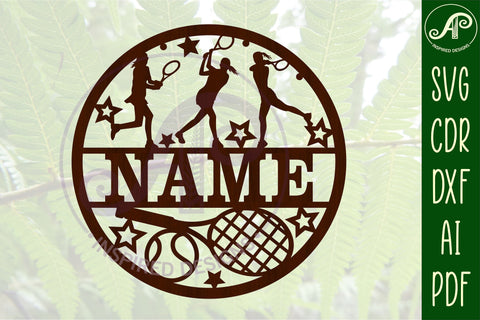 Tennis female name sign svg laser cut template SVG APInspireddesigns 