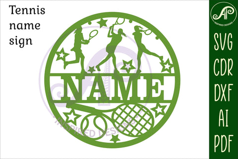 Tennis female name sign svg laser cut template SVG APInspireddesigns 