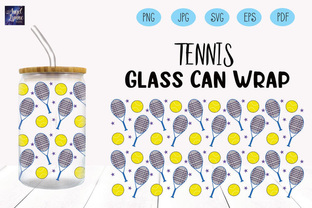 Tennis Glass Wrap | Tennis Libbey Glass Wrap SVG Angel Lynne Designs 