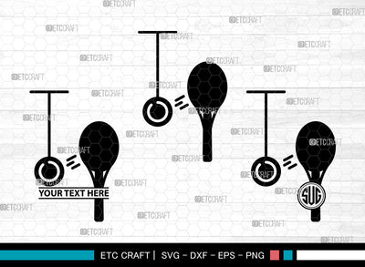 Tennis Icons Monogram, Tennis Svg, Tennis Ball Svg, Tennis Racket , Sports, Tennis Monogram, Icon Monogram, Svg Cut File, Dxf, Eps, Png, SVG ETC Craft 