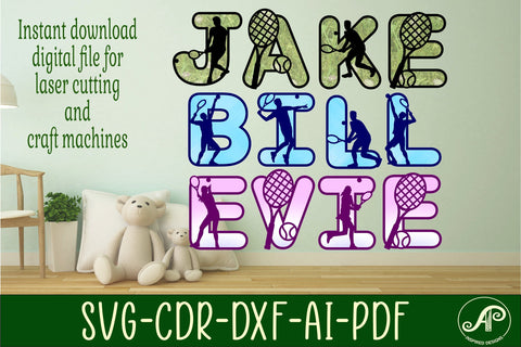 Tennis letters alphabet set. 114 layered letters. SVG APInspireddesigns 