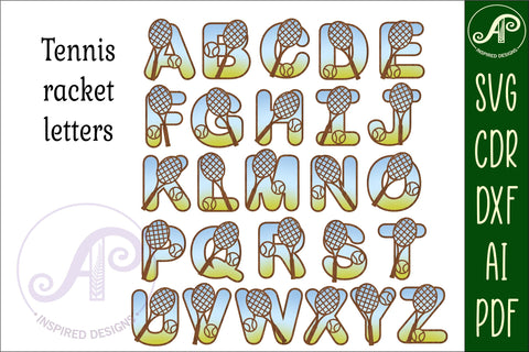 Tennis letters alphabet set. 114 layered letters. SVG APInspireddesigns 
