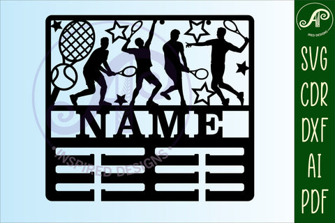 Tennis male medal holder Name svg laser cut template SVG APInspireddesigns 