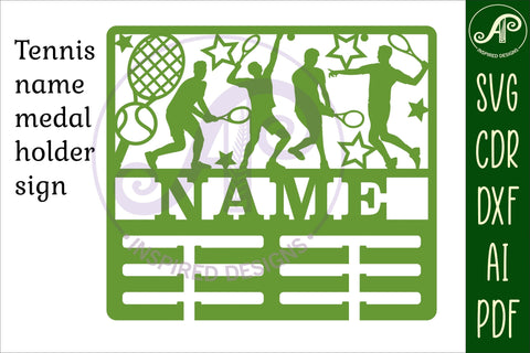 Tennis male medal holder Name svg laser cut template SVG APInspireddesigns 
