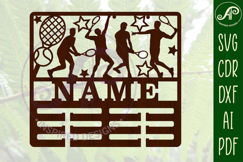 Tennis male medal holder Name svg laser cut template SVG APInspireddesigns 