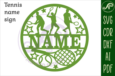 Tennis male name sign svg laser cut template SVG APInspireddesigns 