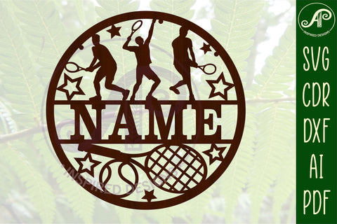 Tennis male name sign svg laser cut template SVG APInspireddesigns 