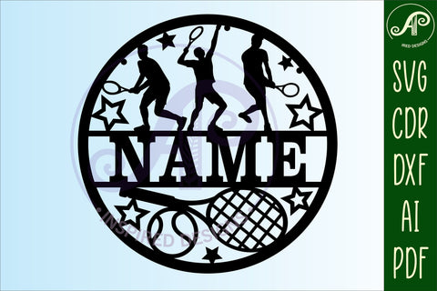 Tennis male name sign svg laser cut template SVG APInspireddesigns 