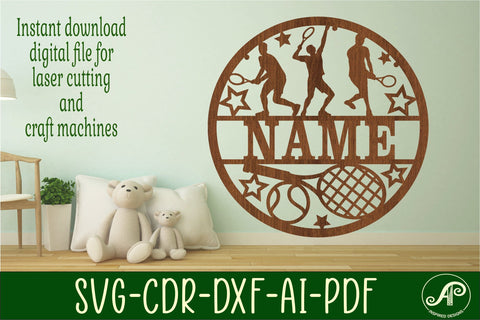 Tennis male name sign svg laser cut template SVG APInspireddesigns 