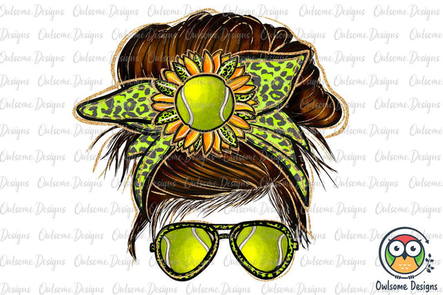 Tennis Messy Bun Sublimation Sublimation Owlsome.Designs 