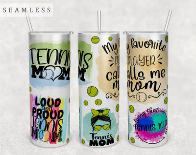Tennis Mom Tumbler Wrap, 20 Oz Skinny Tumbler Sublimation Design, Seamless Tennis Mom Tumbler PNG Sublimation HappyDesignStudio 