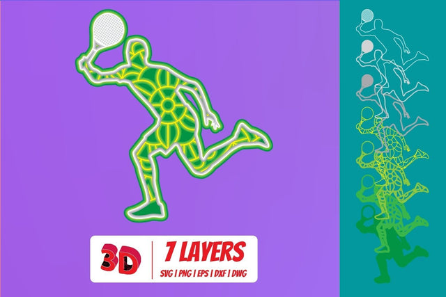 Tennis player 2 3D Layered SVG Cut File SVG SvgOcean 