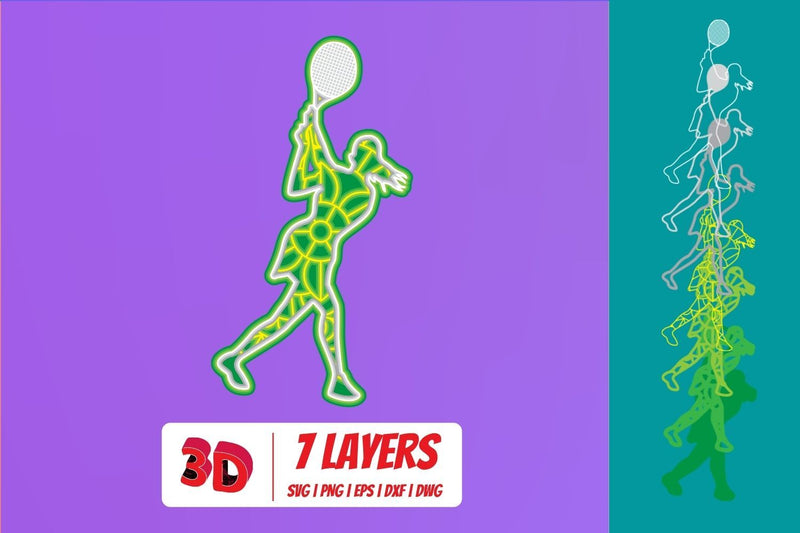 Tennis player 3D Layered SVG Cut File SVG SvgOcean 