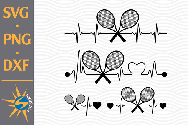 Tennis Racket Heartbeat SVG, PNG, DXF Digital Files Include SVG SVGStoreShop 