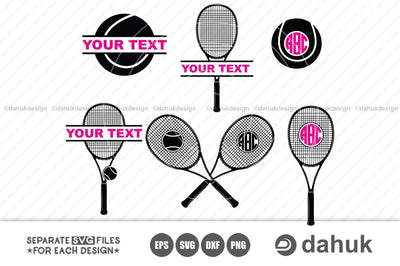 Tennis Racket svg, Monogram, Tennis Logo, Tennis Ball Logo, Tennis Racket clipart, cuttable design, svg, png, dxf & eps designs SVG dahukdesign 