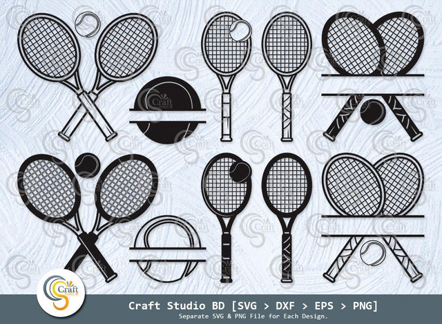 Tennis Silhouette, Tennis SVG, Tennis Racket Svg, Tennis Ball Svg, Sports Svg, Tennis Monogram Frame Svg, Tennis Bundle SVG ETC Craft 