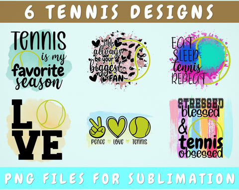 Tennis Sublimation Designs Bundle, 6 Tennis Quotes PNG Files, Peace Love Tennis PNG, Stressed Blessed And Tennis Obsessed PNG, Tennis Is My Favorite Season PNG Sublimation HappyDesignStudio 