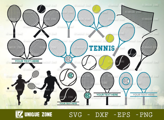 Tennis SVG Cut File| Sports Ball Svg | Racket Svg | Tennis Bat Svg | Tennis Ball Svg | Ball Svg | SVG Unique Zone 