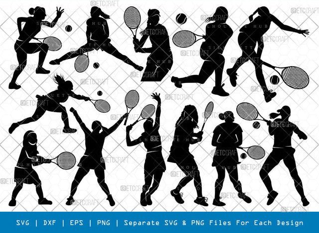 Tennis Women SVG, Tennis Silhouette, Tennis Mom Svg, Women Svg, Player Svg, Tennis Lover Svg, Sports Svg, Tennis Bundle SVG ETC Craft 