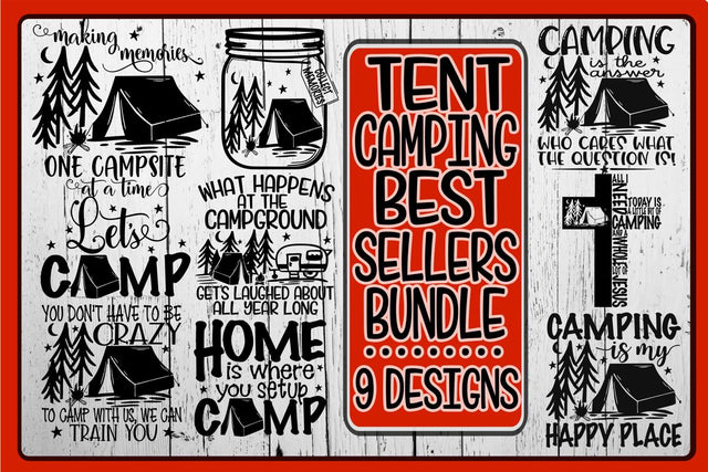 Tent Camping Bundle - 9 Designs - SVG DXF PNG EPS SVG On the Beach Boutique