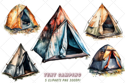 Tent Camping Watercolor Clipart Bundle, Sublimation, Tent Camping Sublimation FloridPrintables 