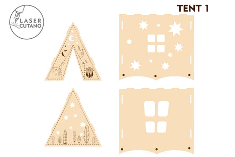 TENT Candle Holders Bundle. Lanterns. Tea Light SVG LaserCutano 