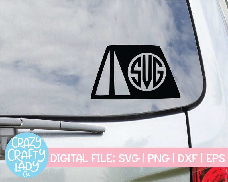 Tent Monogram Frame | Camping SVG Cut File - So Fontsy