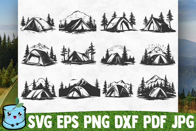 Tent Silhouettes Bundle SVG MintyMarshmallows 