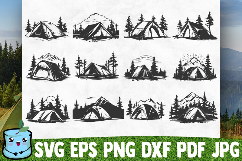 Tent Silhouettes Bundle SVG MintyMarshmallows 
