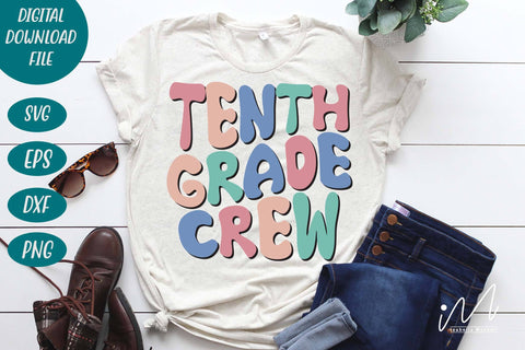 Tenth grade crew svg, Tenth grade teacher svg, Tenth grade svg, Tenth grade group shirt svg, teacher t shirt svg, cool teacher svg, cut file SVG Isabella Machell 