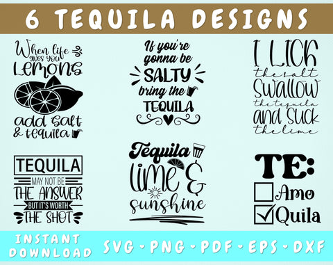 Tequila Quotes SVG Bundle, 6 Designs, Tequila Sayings SVG, If You're Gonna Be Salty Bring The Tequila SVG, Tequila Lime And Sunshine SVG, Te Amo Tequila SVG SVG HappyDesignStudio 