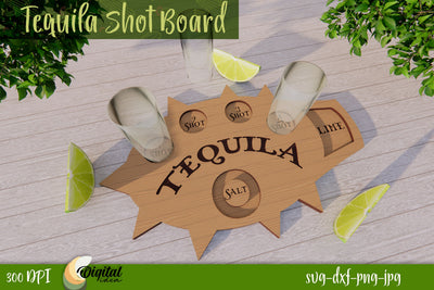Tequila Shot Board Laser Cut Design. Kitchen Decor SVG. SVG Evgenyia Guschina 