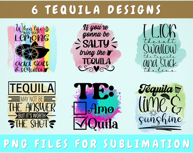 Tequila Sublimation Designs Bundle, 6 Tequila Quotes PNG Files, If You're Gonna Be Salty Bring The Tequila PNG, Tequila Lime And Sunshine PNG Sublimation HappyDesignStudio 