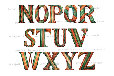 Terracotta And Green Letters | Birthday Clipart Set SVG GlamArtZhanna 