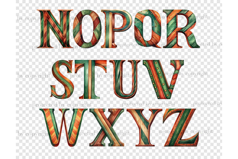 Terracotta And Green Letters | Birthday Clipart Set SVG GlamArtZhanna 