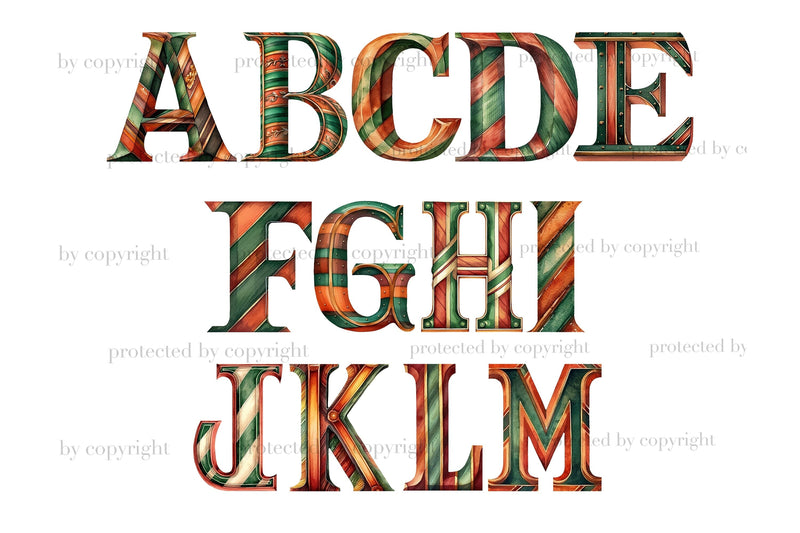 Terracotta And Green Letters | Birthday Clipart Set - So Fontsy