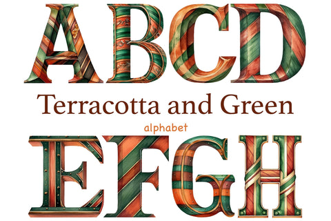 Terracotta And Green Letters | Birthday Clipart Set SVG GlamArtZhanna 