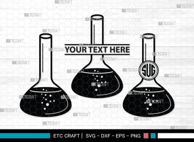 Test Tube Monogram SVG, Chemistry Tools Svg, Flask Svg, Tube Svg, Chemistry Beaker Svg, Beaker Svg, Test Tube Monogram SVG ETC Craft 