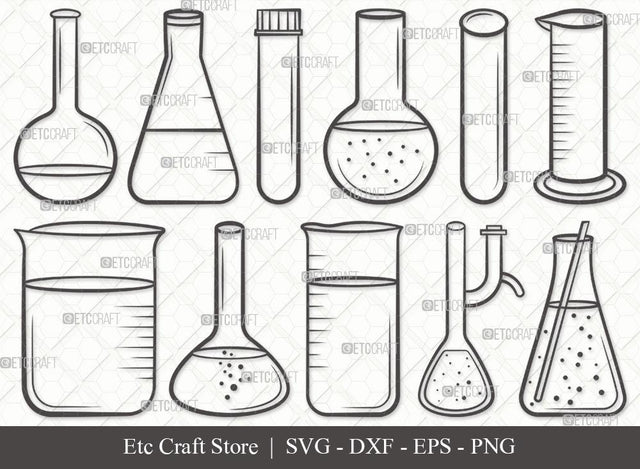 Test Tube Outline SVG Cut File | Chemistry Tools Svg | Flask Svg | Tube Svg | Chemistry Beaker Svg | Beaker Svg | Test Tube Svg Bundle SVG ETC Craft 