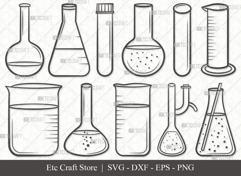 Test Tube Outline SVG Cut File | Chemistry Tools Svg | Flask Svg | Tube Svg | Chemistry Beaker Svg | Beaker Svg | Test Tube Svg Bundle SVG ETC Craft 