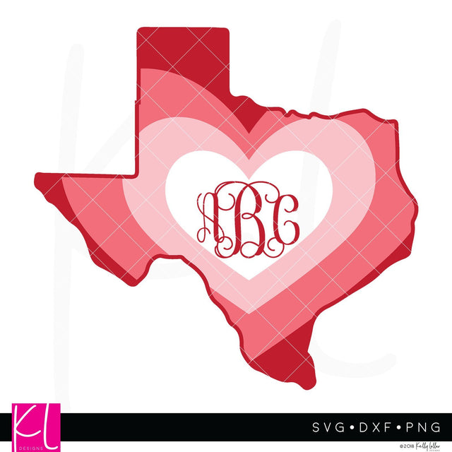 Texas Heart Monogram Frame SVG Kelly Lollar Designs 
