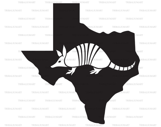Texas map and armadillo animal SVG TribaliumArtSF 