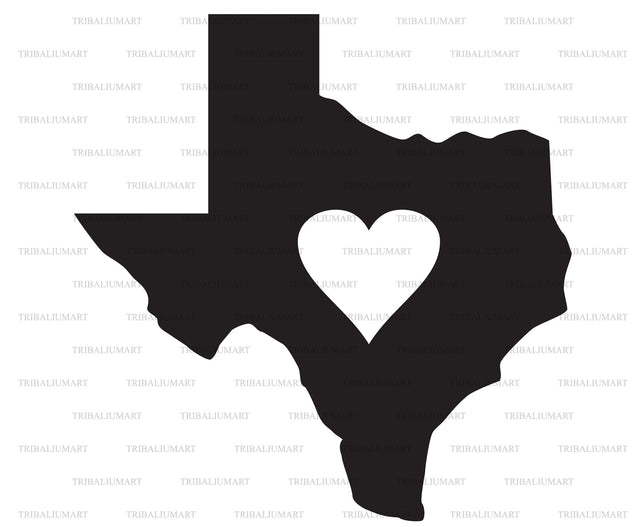 Texas map and heart SVG TribaliumArtSF 