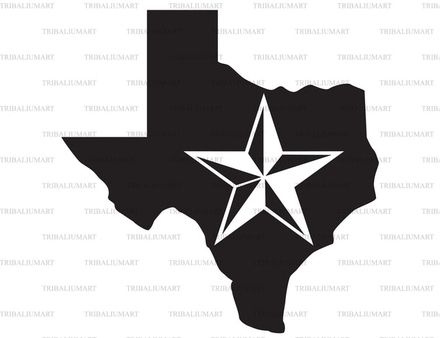Texas map and star SVG TribaliumArtSF 