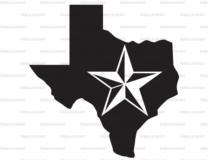 Texas map and star SVG TribaliumArtSF 